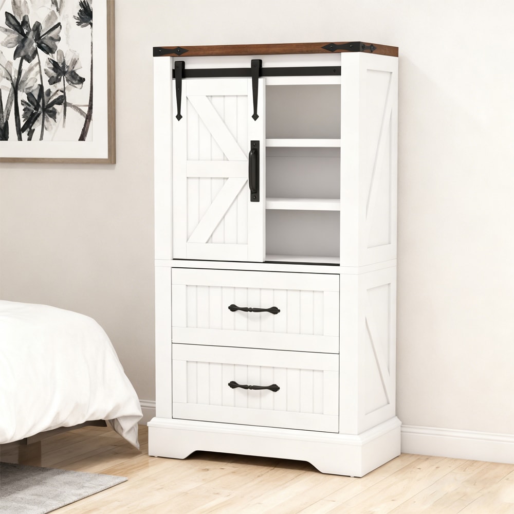 Farmhouse Bathroom Floor Cabinet Freestanding Wooden Storage Organizer_voghion.com